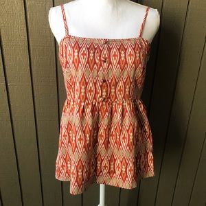 Tulle Anthropologie Orange Spaghetti Straps Peplum Top Size Medium 100% …